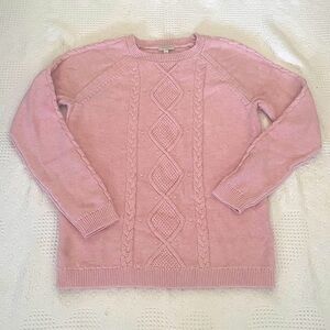 Talbot’s Cable Knit Sweater Women’s Medium 100% Cotton Pink